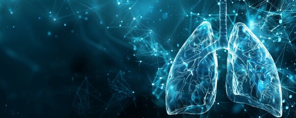 futuristic medical research or lungs health care with diagnosis and vitals biometrics for clinical hospital asthma and respiratory cancer.