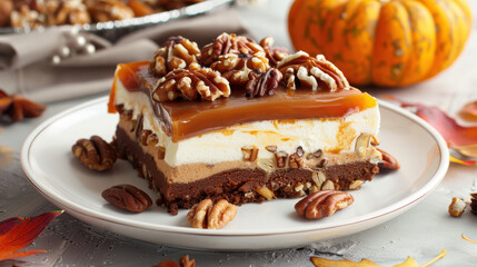 Share a recipe for a non-traditional Thanksgiving dessert that incorporates fall flavors that uses fall ingredients like pumpkins, apples, or pecans