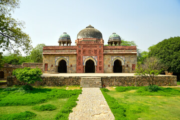 インドのデリーにあるフマユーン廟のとても美しい風景Very beautiful scenery of Humayun's Tomb in Delhi, India