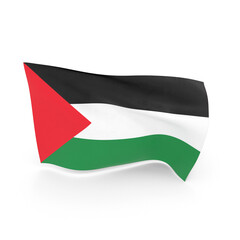 Palestine Waving Flag, 3d Flag illustration, Palestine National Flag with a white isolated background 