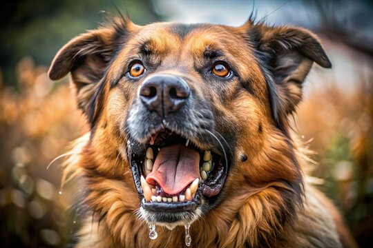 drooling dog infected with rabies