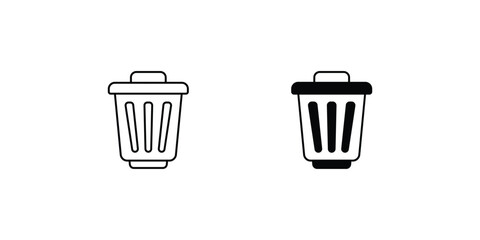trash can icon with white background vector stock illustration