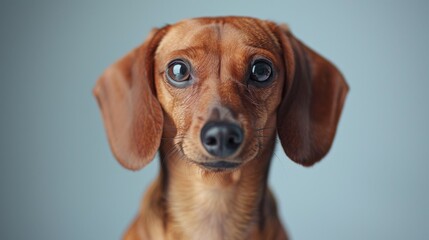 Cute Hound Dog, Dachshund. Isolated against a vibrant blue background. Pet. Dog. Canine.