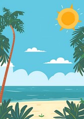 Obraz premium Beach Palm nature island beautiful background design.