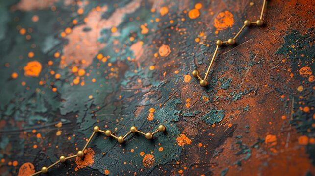 3D clay  of a competitive analysis scatter plot, isolated on a rust background