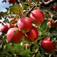 Obraz premium An apple tree holds apples, Generative AI 