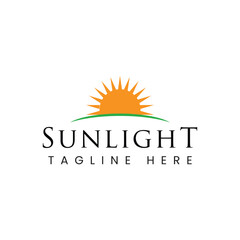 Fototapeta premium This is a logo image of sun at sunrise in yellow and green color in simple flat style