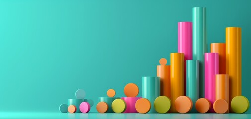 3D clay  of a customer churn rate graph, isolated on a teal background