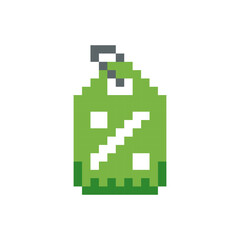 Discount price tag 8 bit icon, price tag pixel item for game interface, Discount game element resource.