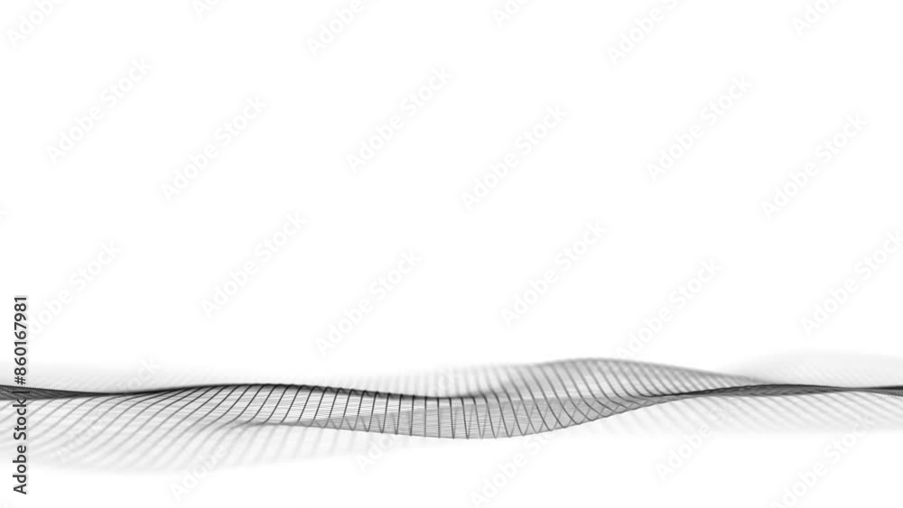 Aufkleber Abstract wave with black points and lines on white background. Science background with moving dots. Network connection technology. Digital structure with particles. 3d rendering.