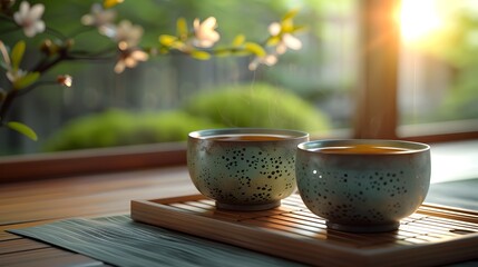 Experiencing japanese culture participant engrossed in traditional tea ceremony