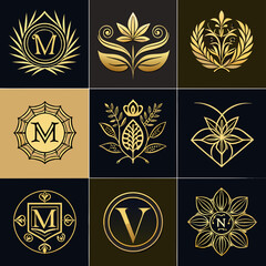 set of gold and black icons