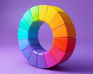 Obraz premium 3D clay of a doughnut chart showing customer satisfaction ratings, isolated on a violet background