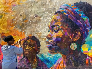 Obraz premium Juneteenth memorial mural celebrating community unity and remembrance