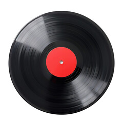 Fototapeta premium Classic Black Vinyl Record with Red Label