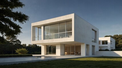 minimalist modern house exterior inspired by the geometric precision