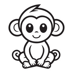 monkey single Line Icon Vector Design outline
