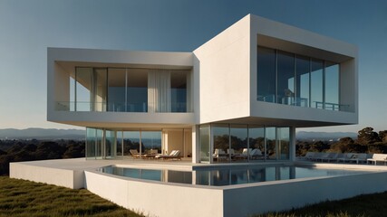 minimalist modern house exterior inspired by the geometric precision