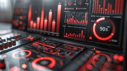 3D clay render of a financial health dashboard, isolated on a platinum background