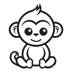 monkey single Line Icon Vector Design outline
