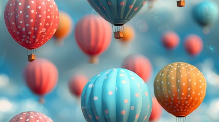 seamless pattern travel ballons colorfull 3D