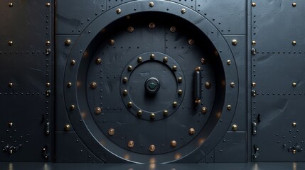 3D render of vault doors, high security, isolated on a solid background