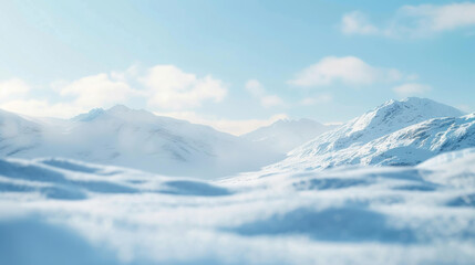 Snowy Mountain Clearing on Bright Day