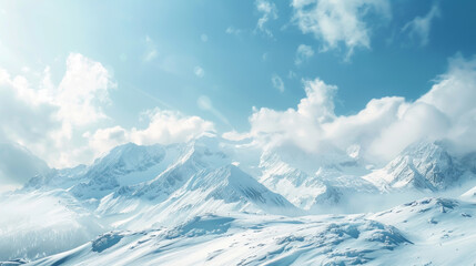 Obraz premium Snowy Mountain Clearing on Bright Day