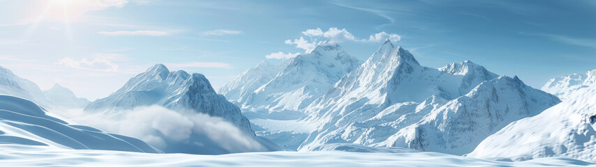 Snowy Mountain Clearing on Bright Day