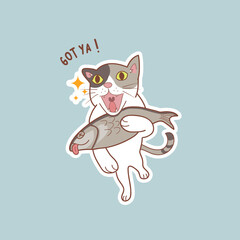 goofy cat 06 : cute vector sticker featuring adorable cat motif good for stickers or emoji etc