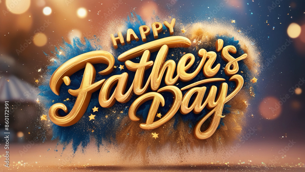 Fototapete a vibrant 'happy father's day' animation text crafted with 3d digital calligraphy in a playful, hand