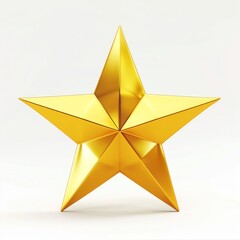 Obraz premium A Shiny Gold Five-Pointed Star on a White Background