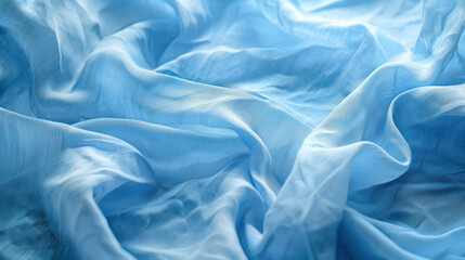 Crumpled Blue Fabric Texture on Dark Background