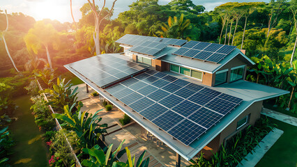 House withSolar Panel Rooftop
