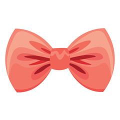 Red bow tie vector illustration, pink ribbon bow vector image, light red butterfly tie clip art isolated on white background

