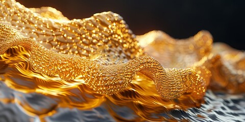 Fototapeta premium Abstract Golden Wave in Dawn Light with Textured Surface