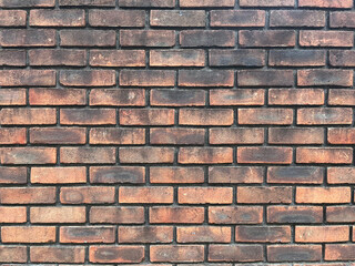 Damaged brick wallpaper. Vintage wall material. 