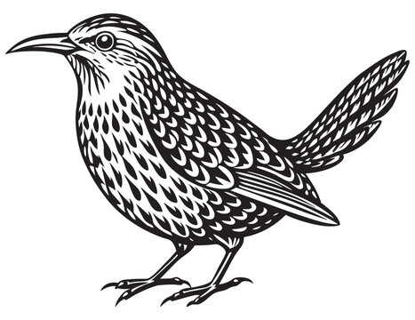 recommend clip art: solid black outline cactus wren ancow animal silhouette