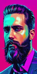 Fototapeta premium World Beard Day, a brutal man, a guy with a stylish beard. The bearded man