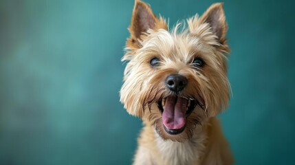 Joyful White Terrier, Westie. Isolated against a vibrant blue background. Canine. Dog. Pet.