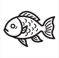 fish single Line Icon Vector Design outline
