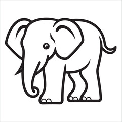 elephant single Line Icon Vector Design outline
