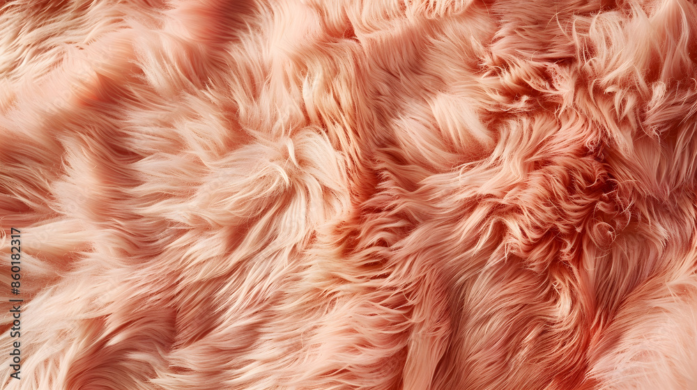 Poster Top view on stylish 2024 year fur textured jacket in peach fuzz colour : Generative AI