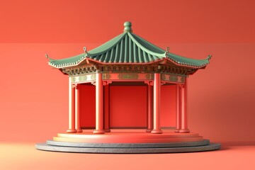 Obraz premium product showcase platform in front of an oriental architect backdrop