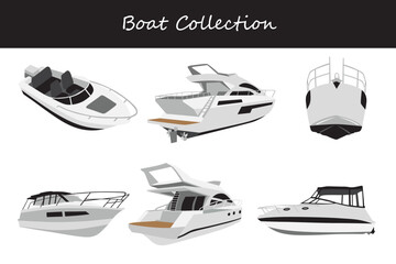 Boat vector set. Yachts isolated on white background.