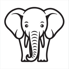 elephant single Line Icon Vector Design outline
