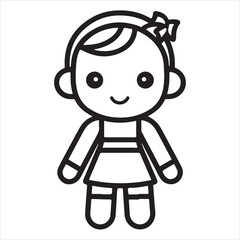 doll single Line Icon Vector Design outline
