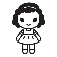 doll single Line Icon Vector Design outline
