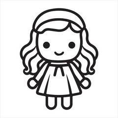 doll single Line Icon Vector Design outline
