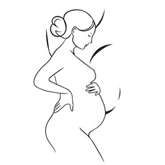 Pregnant Woman Touching Her Belly Hands illustrations